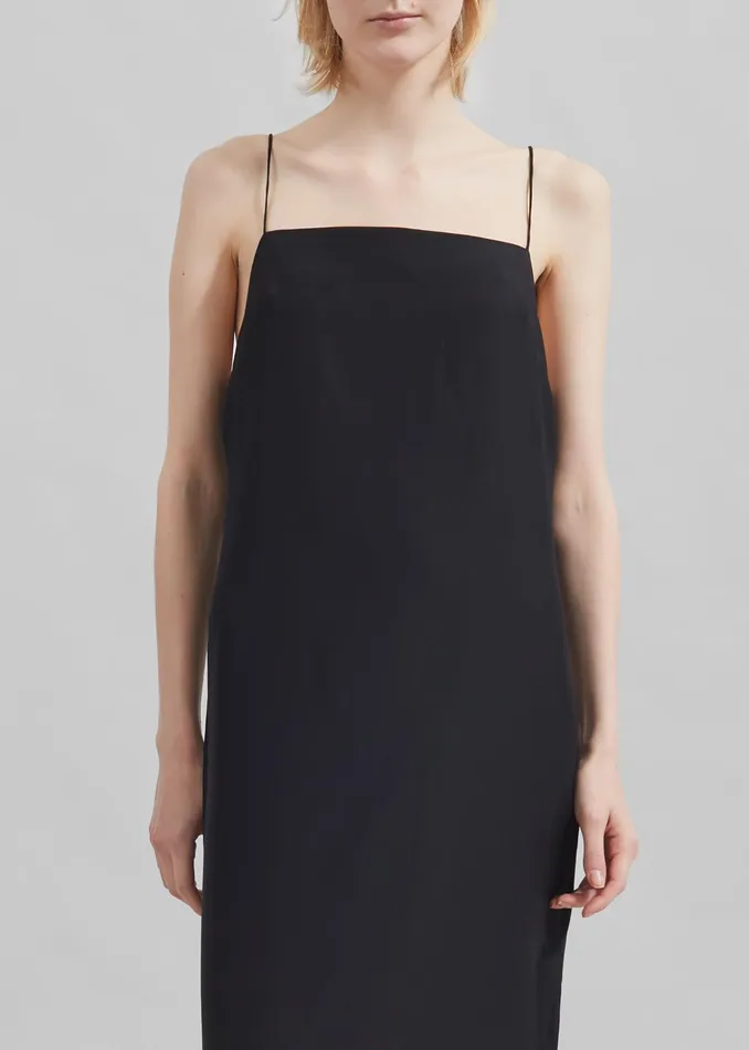 The Frankie Shop Dresses Matin Silk Square Neck Dress 8211 Black 8211 Women