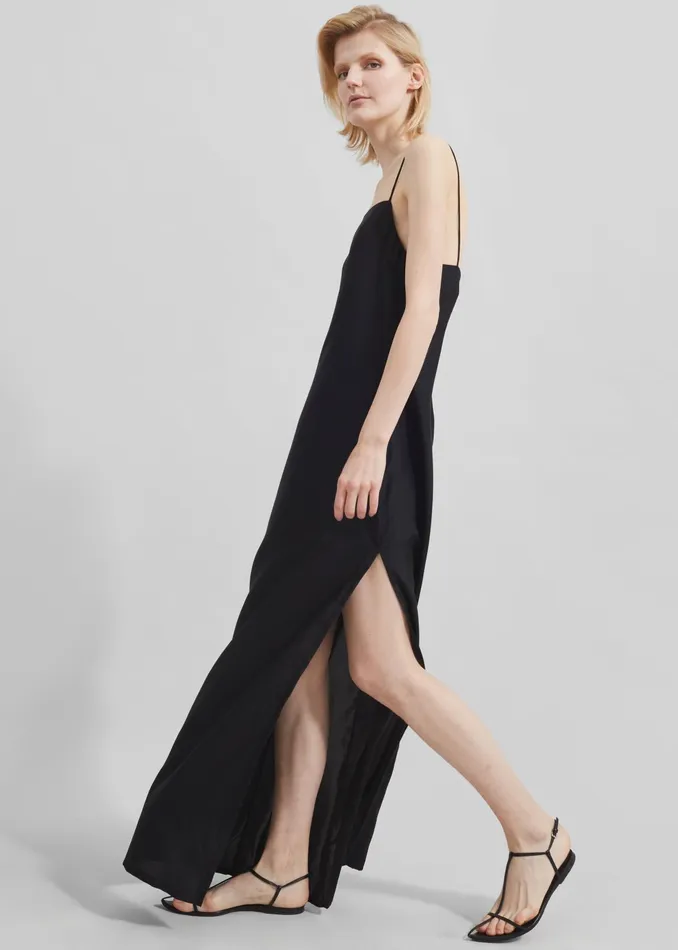 The Frankie Shop Dresses Matin Silk Square Neck Dress 8211 Black 8211 Women