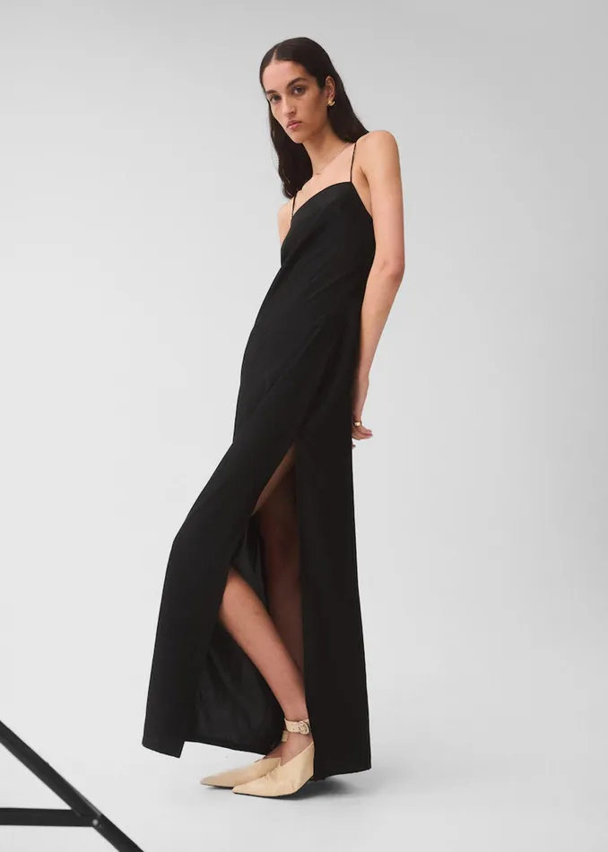The Frankie Shop Dresses Matin Silk Square Neck Dress 8211 Black 8211 Women