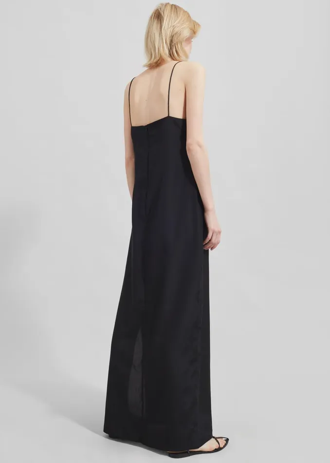 The Frankie Shop Dresses Matin Silk Square Neck Dress 8211 Black 8211 Women