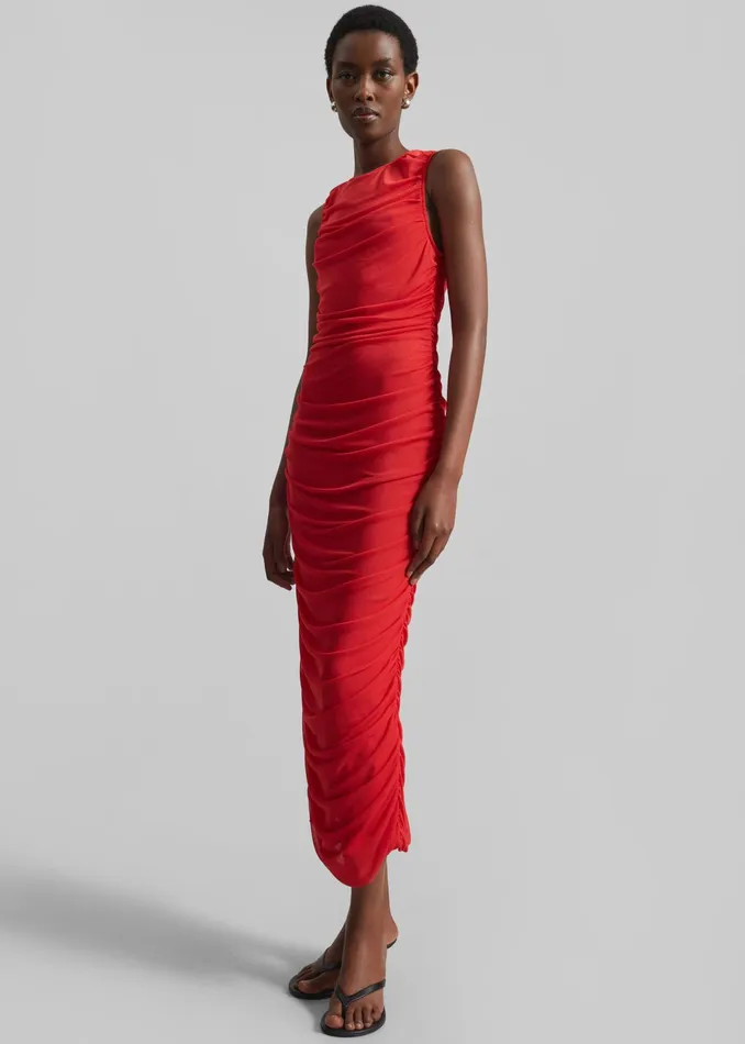 The Frankie Shop Dresses Rotate Mesh Midi Dress 8211 High Risk Red 8211 Women