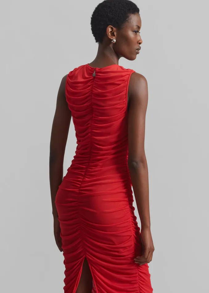 The Frankie Shop Dresses Rotate Mesh Midi Dress 8211 High Risk Red 8211 Women