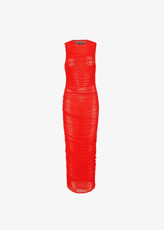 The Frankie Shop Dresses Rotate Mesh Midi Dress 8211 High Risk Red 8211 Women