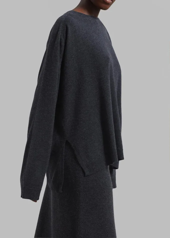 The Frankie Shop Knitwear Bellamy Wool Sweater 8211 Charcoal 8211 Women