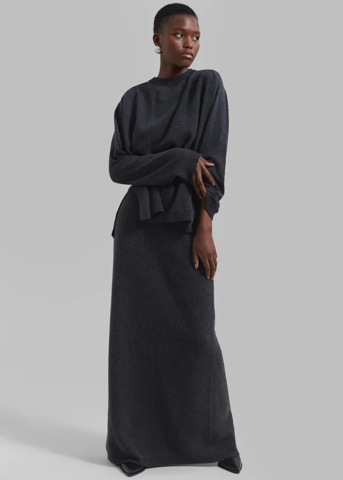 The Frankie Shop Knitwear Bellamy Wool Sweater 8211 Charcoal 8211 Women