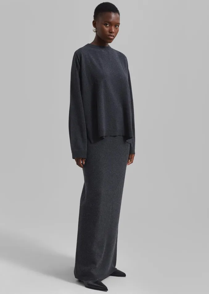 The Frankie Shop Knitwear Bellamy Wool Sweater 8211 Charcoal 8211 Women