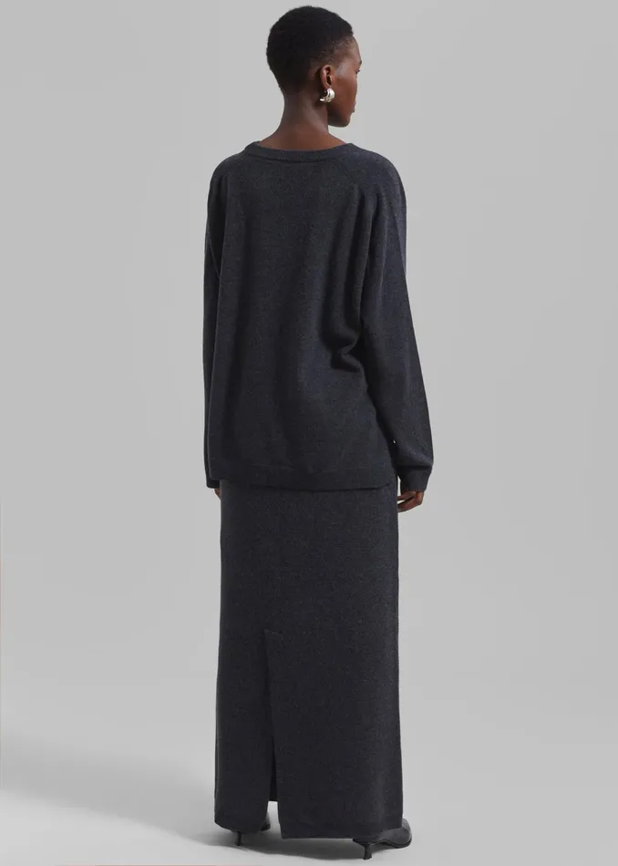 The Frankie Shop Knitwear Bellamy Wool Sweater 8211 Charcoal 8211 Women