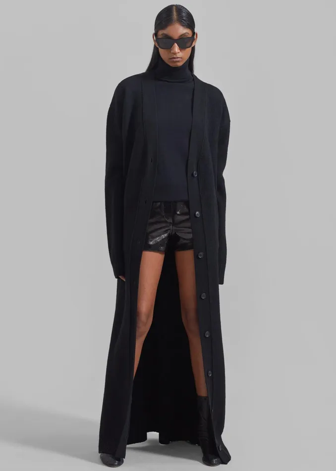 The Frankie Shop Knitwear Emi Long Knit Cardigan 8211 Black 8211 Women