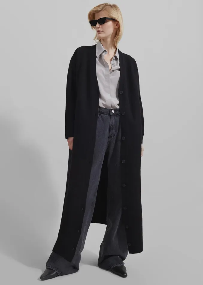 The Frankie Shop Knitwear Emi Long Knit Cardigan 8211 Black 8211 Women