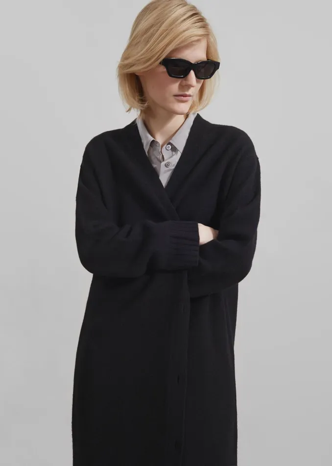 The Frankie Shop Knitwear Emi Long Knit Cardigan 8211 Black 8211 Women