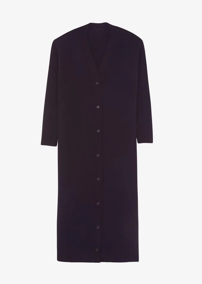 The Frankie Shop Knitwear Emi Long Knit Cardigan 8211 Dark Plum 8211 Women