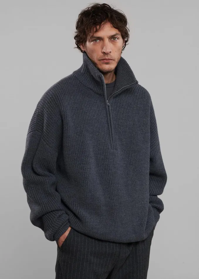 The Frankie Shop Knitwear Harrison Quarter Zip Jumper 8211 Grey Melange 8211 Men The Frankie Shop Knitwear Harrison Quarter Zip Jumper 8211 Grey Melange 8211 Men