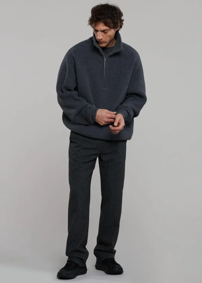 The Frankie Shop Knitwear Harrison Quarter Zip Jumper 8211 Grey Melange 8211 Men