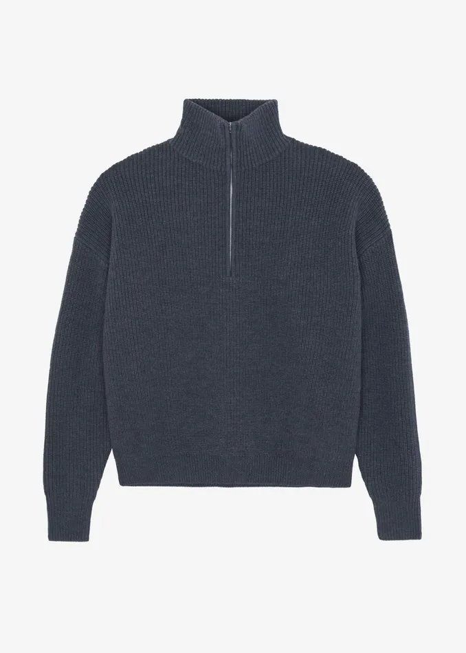 The Frankie Shop Knitwear Harrison Quarter Zip Jumper 8211 Grey Melange 8211 Men