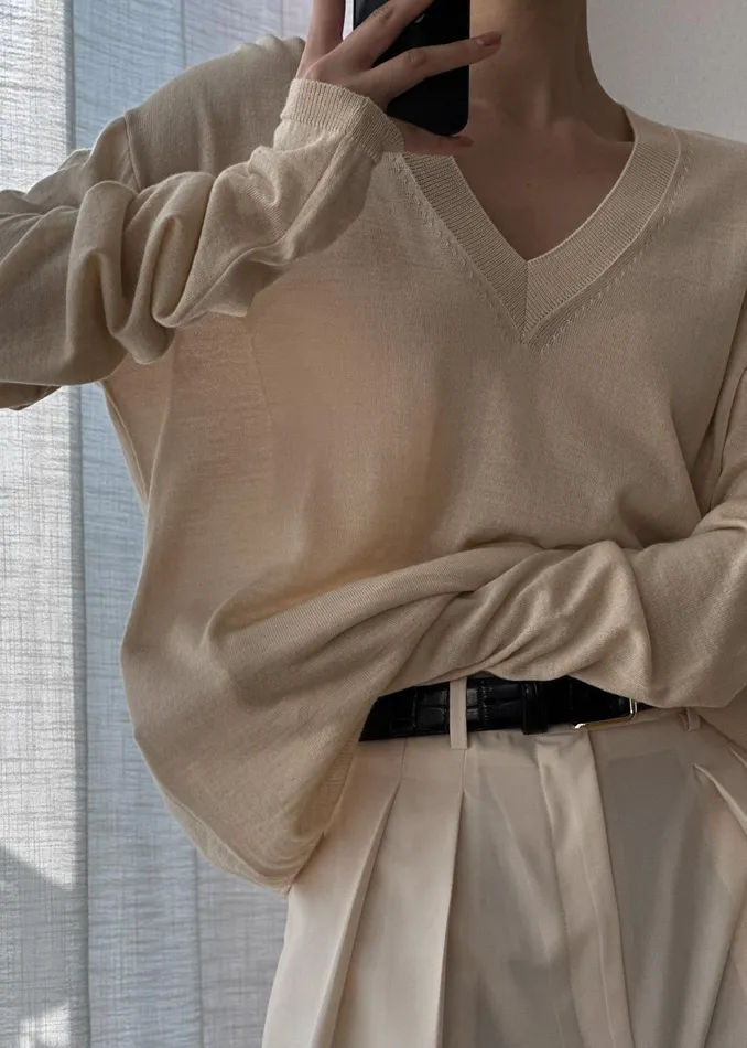 The Frankie Shop Knitwear Juro VNeck Knit 8211 Butter 8211 Women