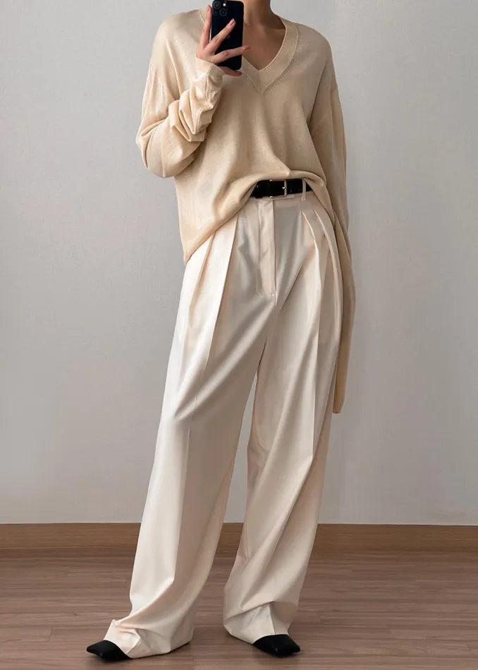 The Frankie Shop Knitwear Juro VNeck Knit 8211 Butter 8211 Women