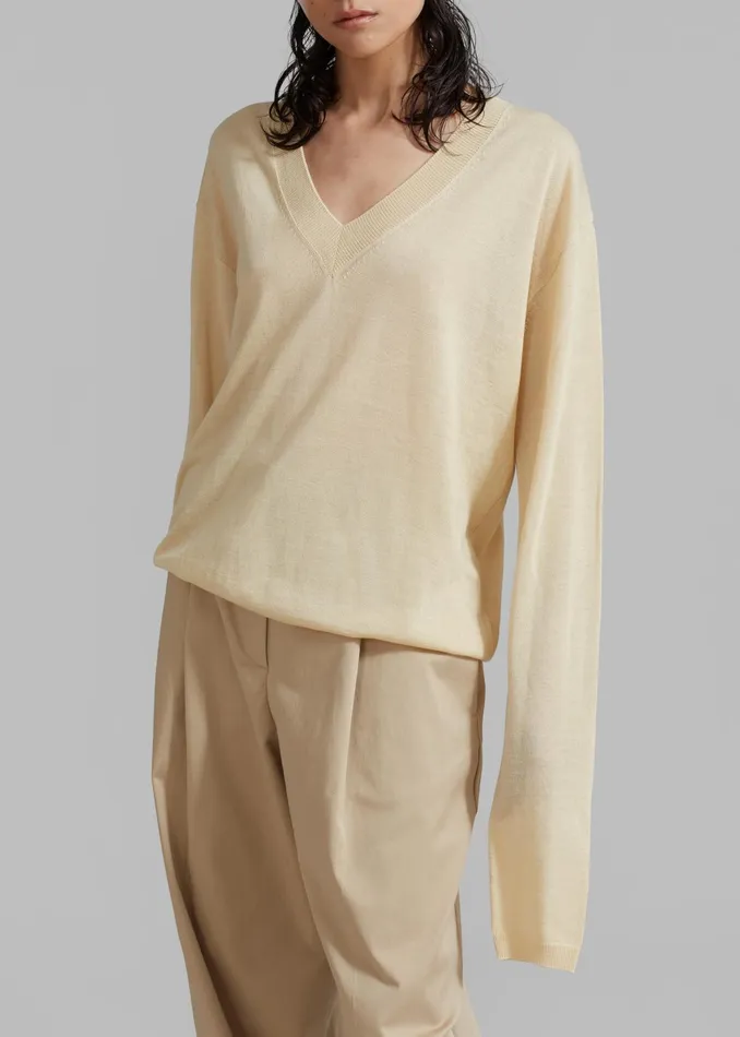 The Frankie Shop Knitwear Juro VNeck Knit 8211 Butter 8211 Women
