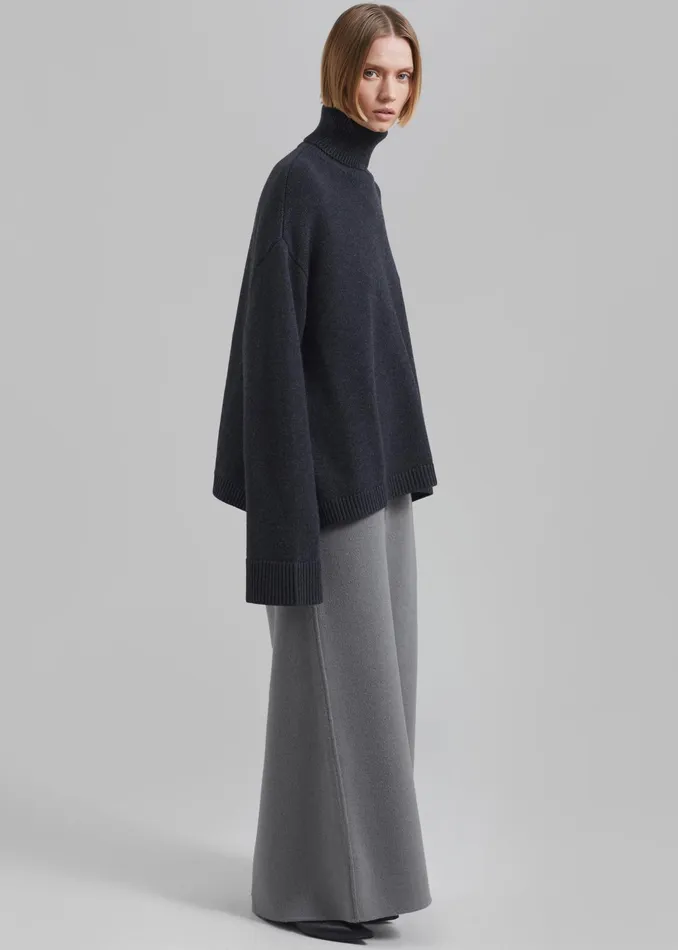 The Frankie Shop Knitwear Rhea Trapeze Turtleneck 8211 Charcoal 8211 Women
