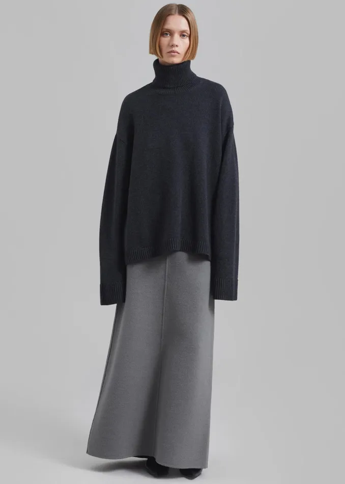 The Frankie Shop Knitwear Rhea Trapeze Turtleneck 8211 Charcoal 8211 Women