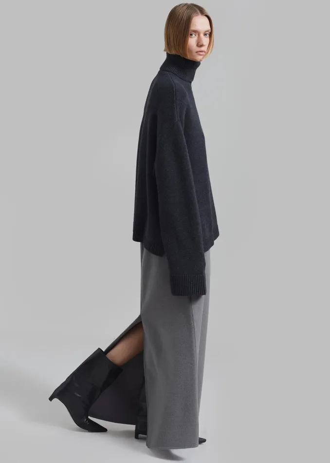 The Frankie Shop Knitwear Rhea Trapeze Turtleneck 8211 Charcoal 8211 Women