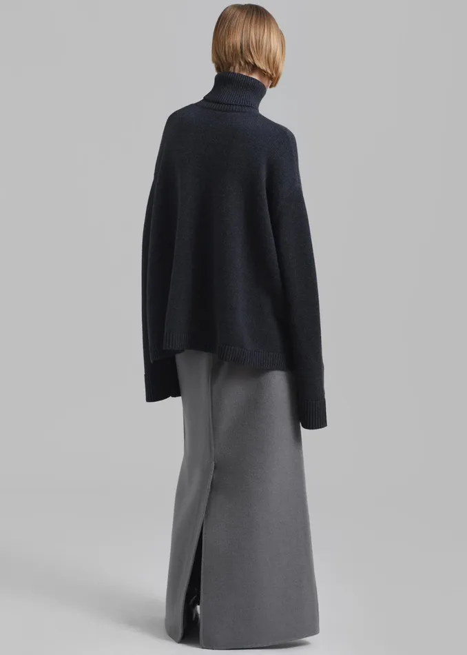 The Frankie Shop Knitwear Rhea Trapeze Turtleneck 8211 Charcoal 8211 Women