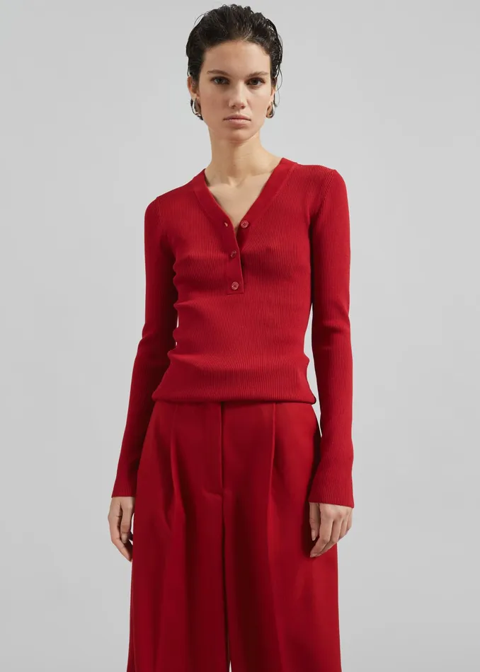 The Frankie Shop Knitwear Samse Samse Saleonore VNeck 8211 Scarlet Sage 8211 Women