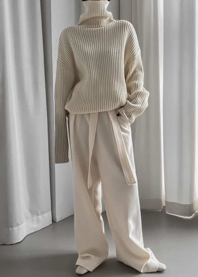 The Frankie Shop Knitwear Thelma Ribbed Sweater Dress 8211 Cream 8211 Women