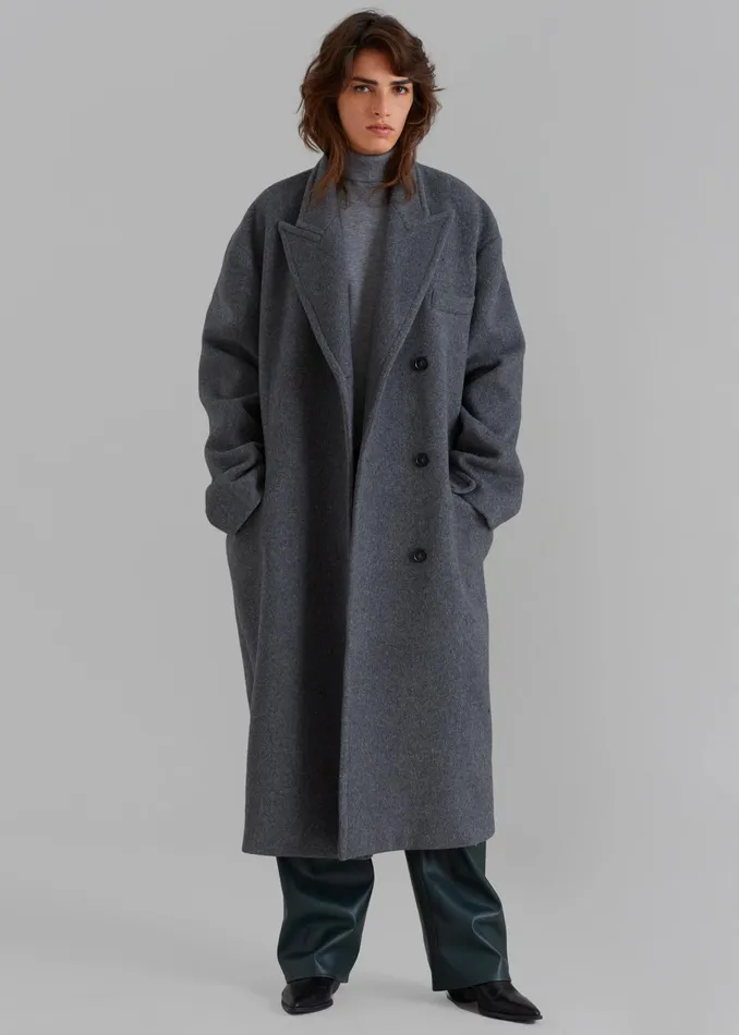 The Frankie Shop Outerwear Anya Oversized Coat 8211 Charcoal 8211 Women