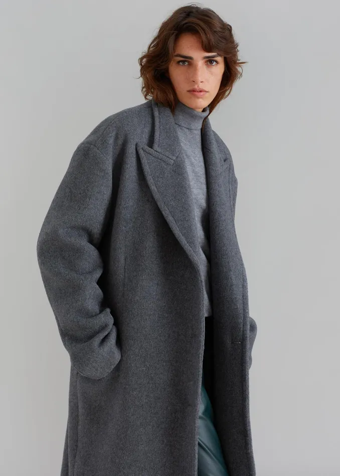 The Frankie Shop Outerwear Anya Oversized Coat 8211 Charcoal 8211 Women