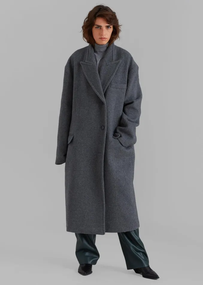 The Frankie Shop Outerwear Anya Oversized Coat 8211 Charcoal 8211 Women