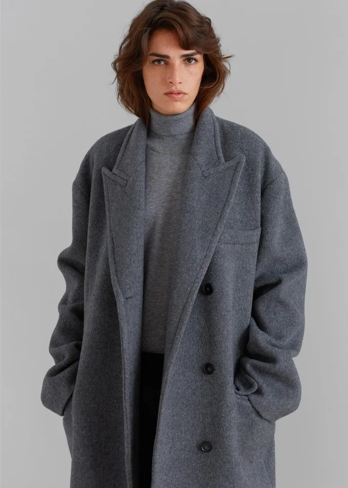 The Frankie Shop Outerwear Anya Oversized Coat 8211 Charcoal 8211 Women