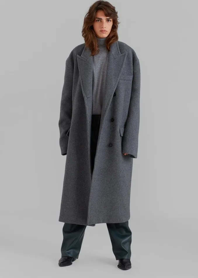 The Frankie Shop Outerwear Anya Oversized Coat 8211 Charcoal 8211 Women