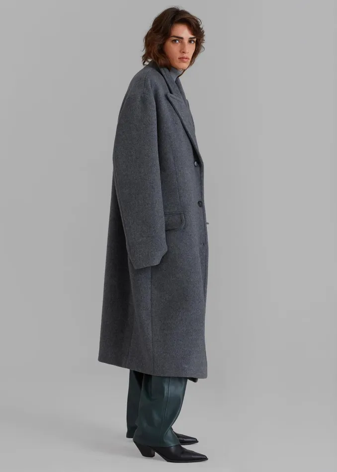 The Frankie Shop Outerwear Anya Oversized Coat 8211 Charcoal 8211 Women
