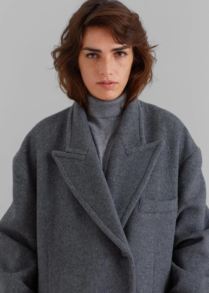 The Frankie Shop Outerwear Anya Oversized Coat 8211 Charcoal 8211 Women