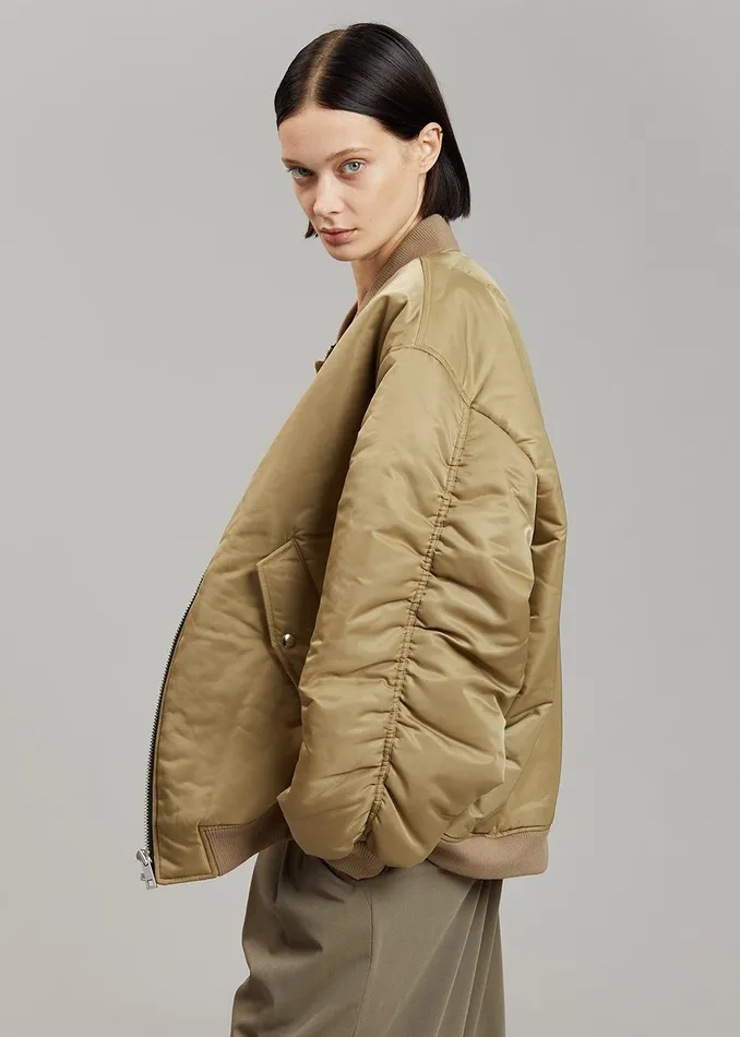 The Frankie Shop Outerwear Astra Bomber Jacket 8211 Olive 8211 WomenMen