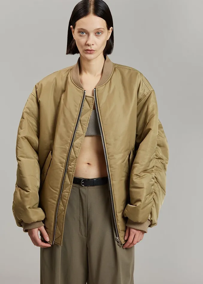 The Frankie Shop Outerwear Astra Bomber Jacket 8211 Olive 8211 WomenMen