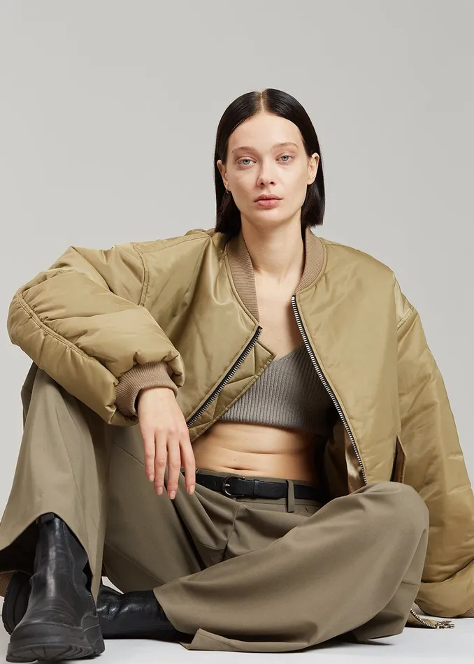 The Frankie Shop Outerwear Astra Bomber Jacket 8211 Olive 8211 WomenMen