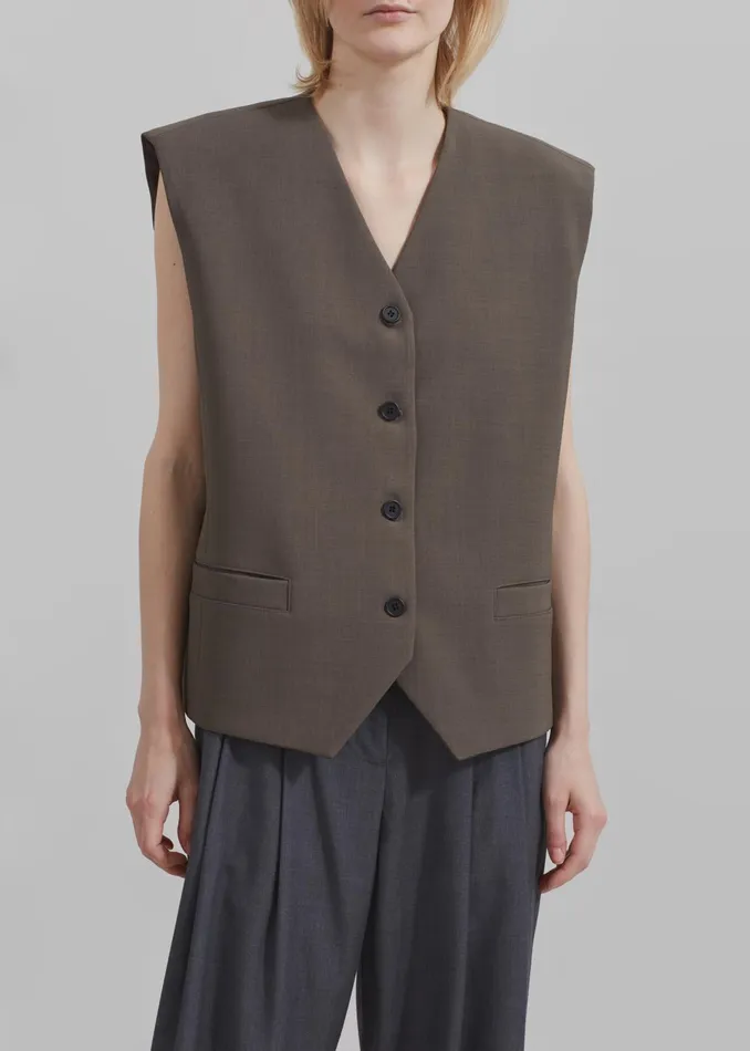 The Frankie Shop Outerwear Brittany Vest 8211 Brown 8211 Women