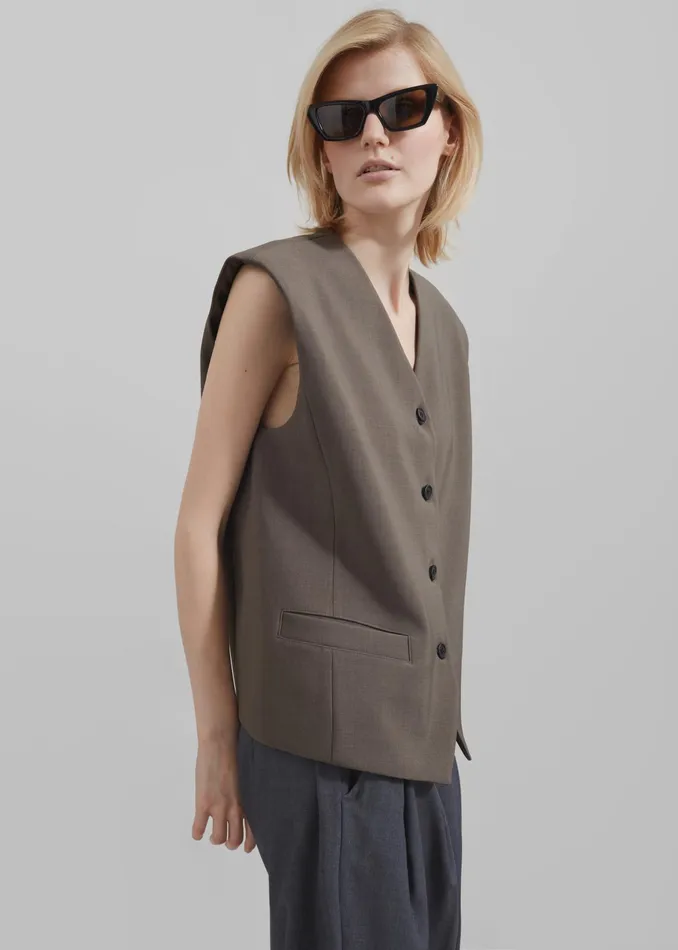 The Frankie Shop Outerwear Brittany Vest 8211 Brown 8211 Women