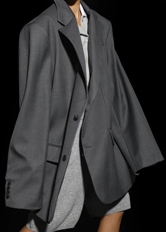 The Frankie Shop Outerwear Dee Maxi Oversized Blazer 8211 Charcoal 8211 Women