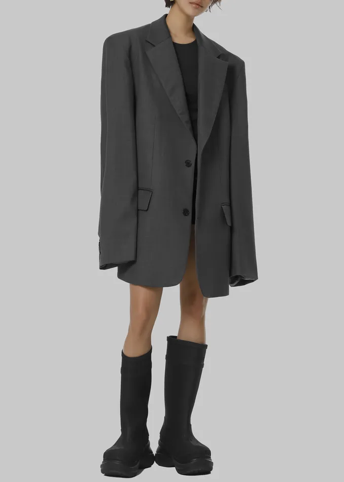 The Frankie Shop Outerwear Dee Maxi Oversized Blazer 8211 Charcoal 8211 Women