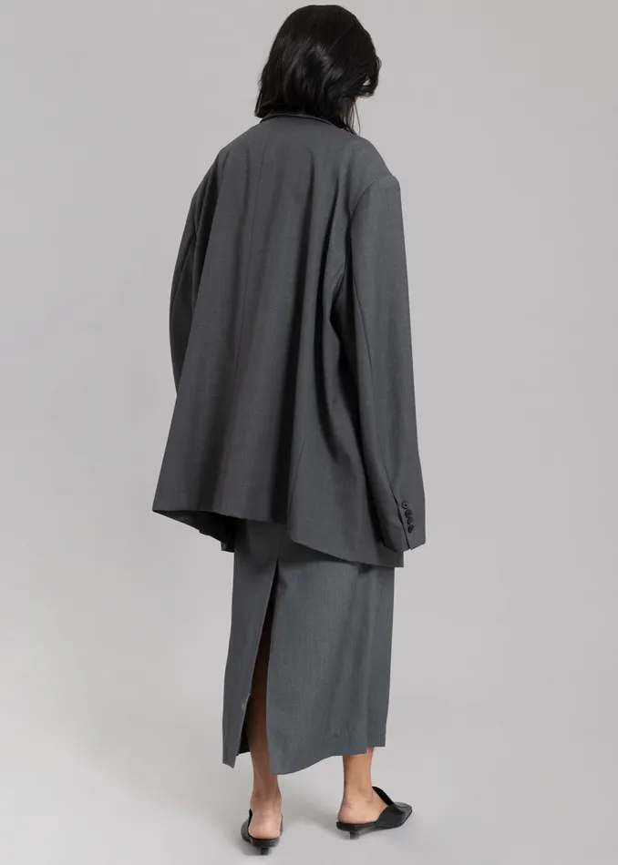 The Frankie Shop Outerwear Dee Maxi Oversized Blazer 8211 Charcoal 8211 Women