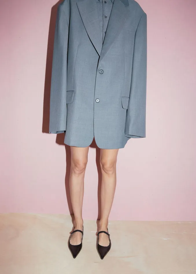 The Frankie Shop Outerwear Dee Maxi Oversized Blazer 8211 Charcoal 8211 Women