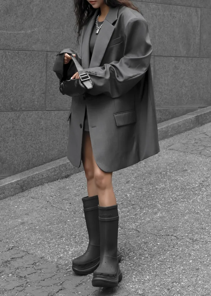 The Frankie Shop Outerwear Dee Maxi Oversized Blazer 8211 Charcoal 8211 Women