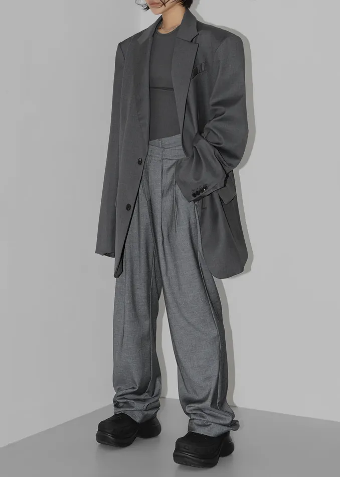 The Frankie Shop Outerwear Dee Maxi Oversized Blazer 8211 Charcoal 8211 Women