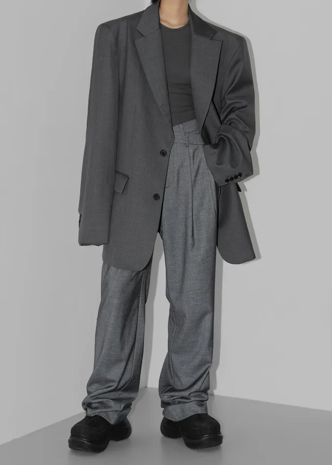 The Frankie Shop Outerwear Dee Maxi Oversized Blazer 8211 Charcoal 8211 Women