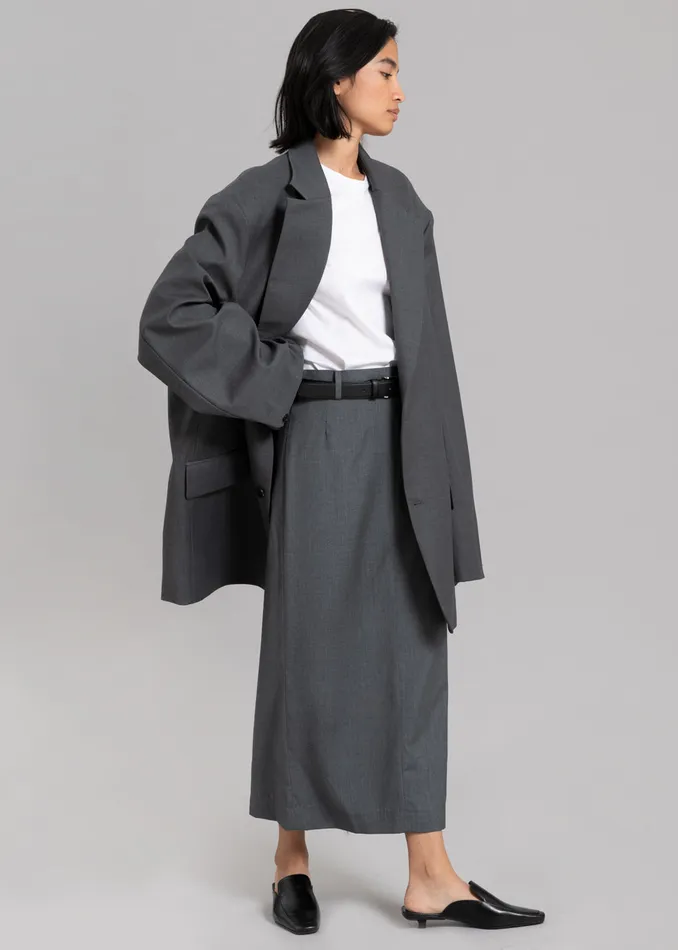 The Frankie Shop Outerwear Dee Maxi Oversized Blazer 8211 Charcoal 8211 Women