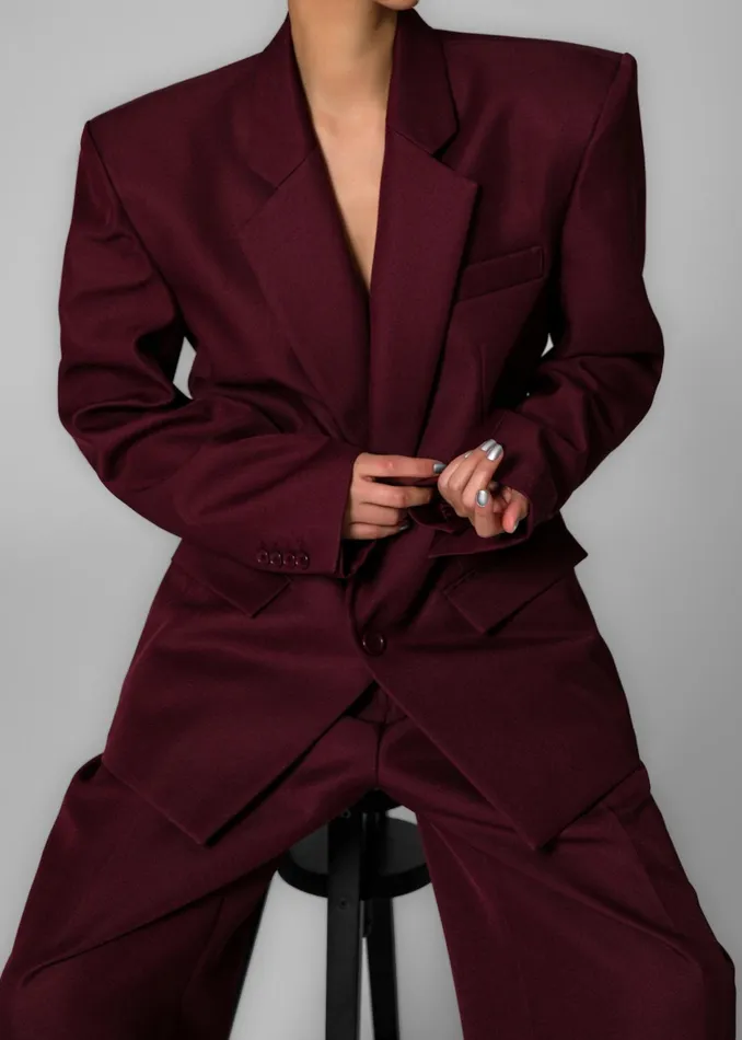The Frankie Shop Outerwear Jun Blazer 8211 Burgundy 8211 Women