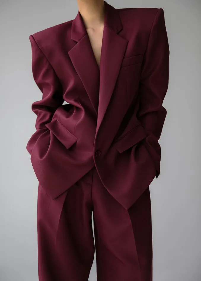 The Frankie Shop Outerwear Jun Blazer 8211 Burgundy 8211 Women