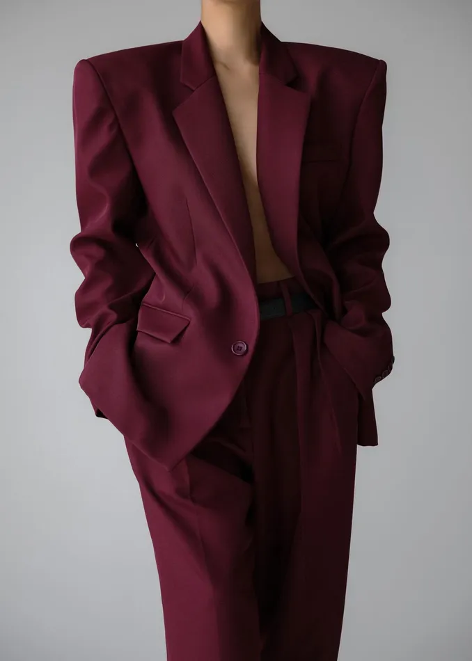 The Frankie Shop Outerwear Jun Blazer 8211 Burgundy 8211 Women